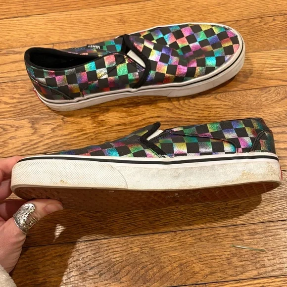 Vans iridescent slip on skate shoes size 8.5 - Picture 4 of 7